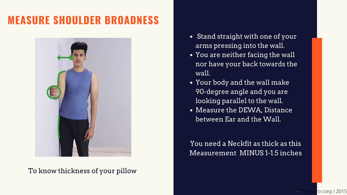 Neckfit_'s tweet photo. 1/8 Why should you know your shoulder broadness or DEWA?

Because, it helps you to use a pillow of just perfect thickness when you sleep on your shoulders 
#shoulderpain #cervicalspondylitis #neckfit  #HowtoMeasureShoulderBroadness #DEWA #Cervicalpillow #orthopillow #spine #sleep https://t.co/aquZqHN5qj
