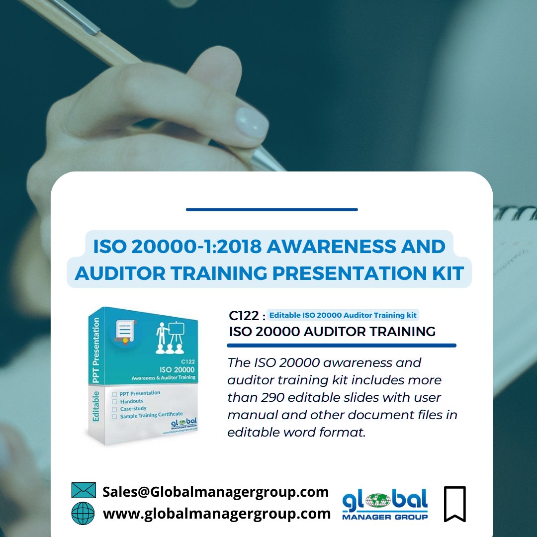 ISOconsult_GMG's tweet photo. Are you searching for ISO 20000-1:2018 Awareness and Auditor Training kit for your organization?
If so, Find out more:-
https://t.co/NwILtaF5sv
#iso20000 #isoconsultancy #isoconsultant #auditortraining #ITSMS #itservicemanagementsystem #itmanagement #itservicemanagement https://t.co/QtO0YlMI53