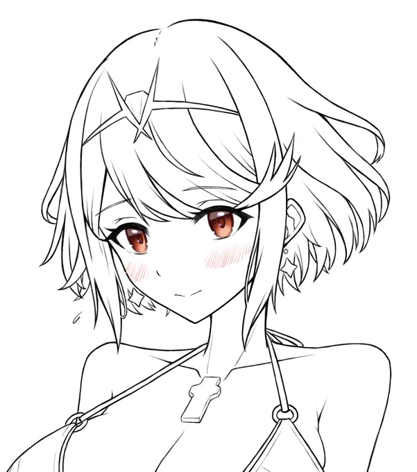 お顔+αの線画🖋 