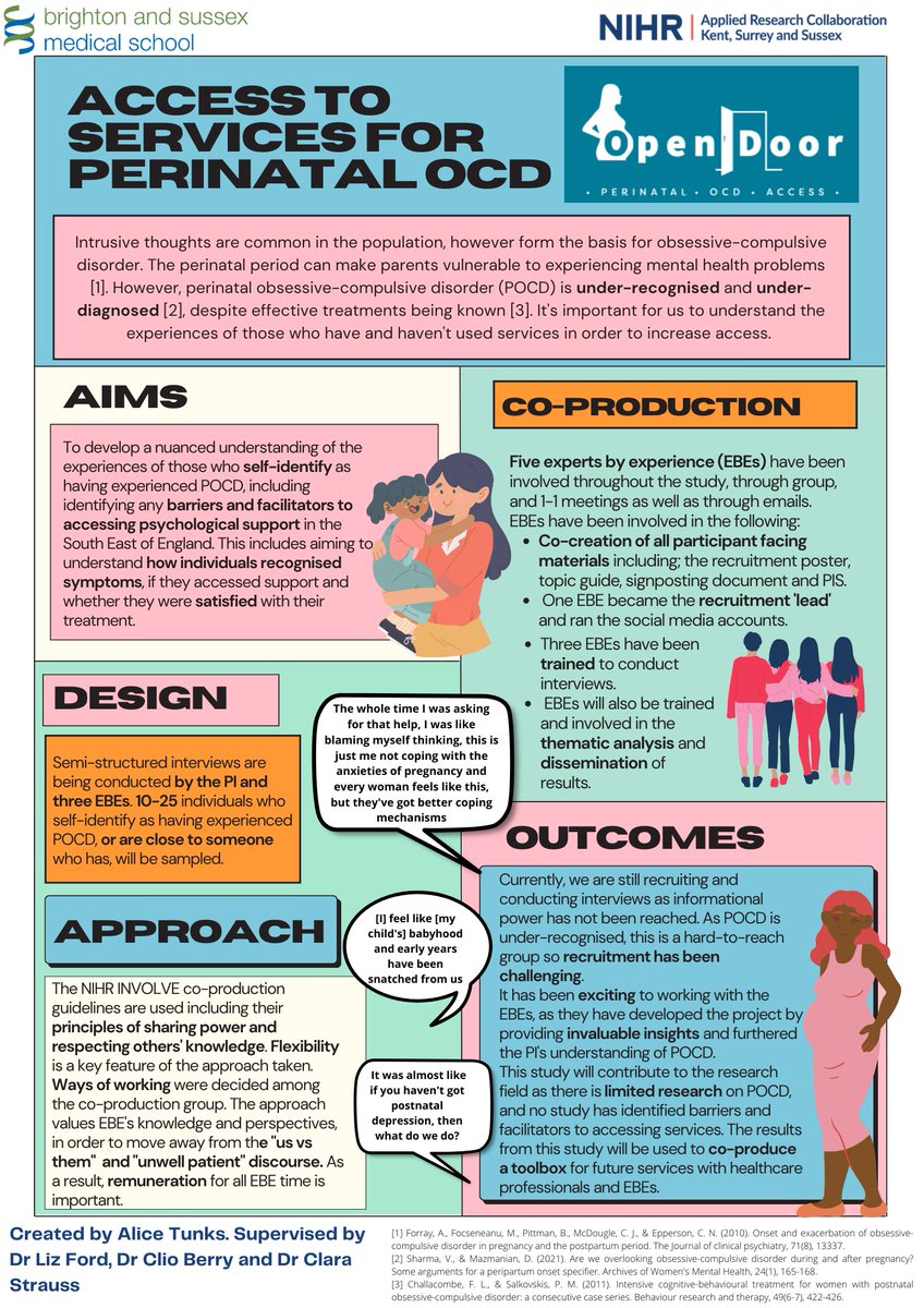 The Open Door Project (@ocdaccess) on Twitter photo Very happy to announce that our poster won the <a href="/ARC_KSS/">NIHR ARC Kent, Surrey and Sussex</a> #arckssresearchweek2022 research poster competition!
See below for some information on what our study has found so far: Very happy to announce that our poster won the <a href="/ARC_KSS/">NIHR ARC Kent, Surrey and Sussex</a> #arckssresearchweek2022 research poster competition!
See below for some information on what our study has found so far: