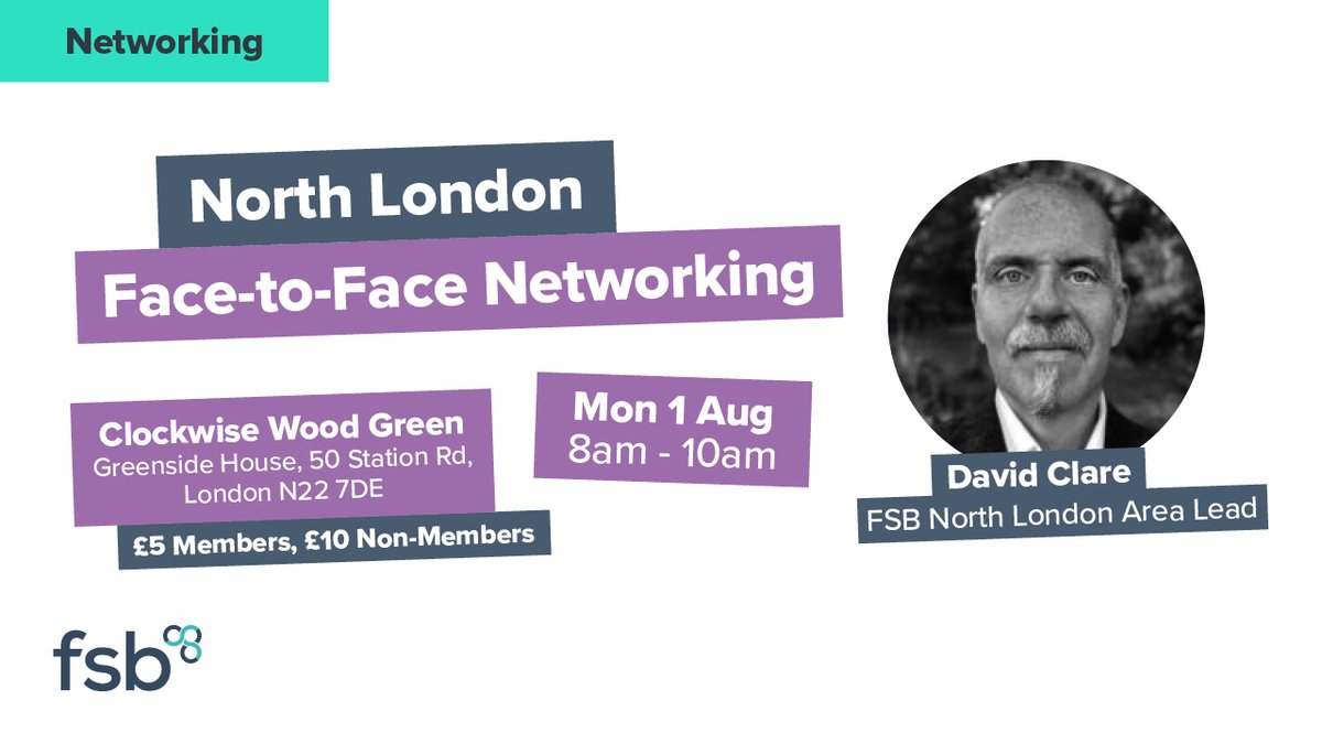 Looking forward to North London in-person networking (covering businesses across @BarnetCouncil @EnfieldCouncil @haringeycouncil) @workclockwise led by @exposeddesign fsb.org.uk/event-calendar… @FSBGtrLondon