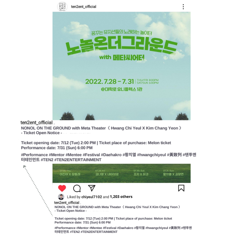 ChiyeulUpdates's tweet photo. [LIVE EVENT SCHEDULE]

TEN2 Entertainment releases info on ticket purchase for #황치열 X #김창연 schedule

NONOL ON THE GROUND with Meta Theater
〈 #HwangChiYeul X #KimChangYeon〉
22.07.31 6PM KST

 🔗https://t.co/LGaEvCZLtv

#Performance #Live #Music #Festival #Daehakro https://t.co/mQGBCZ4YsY