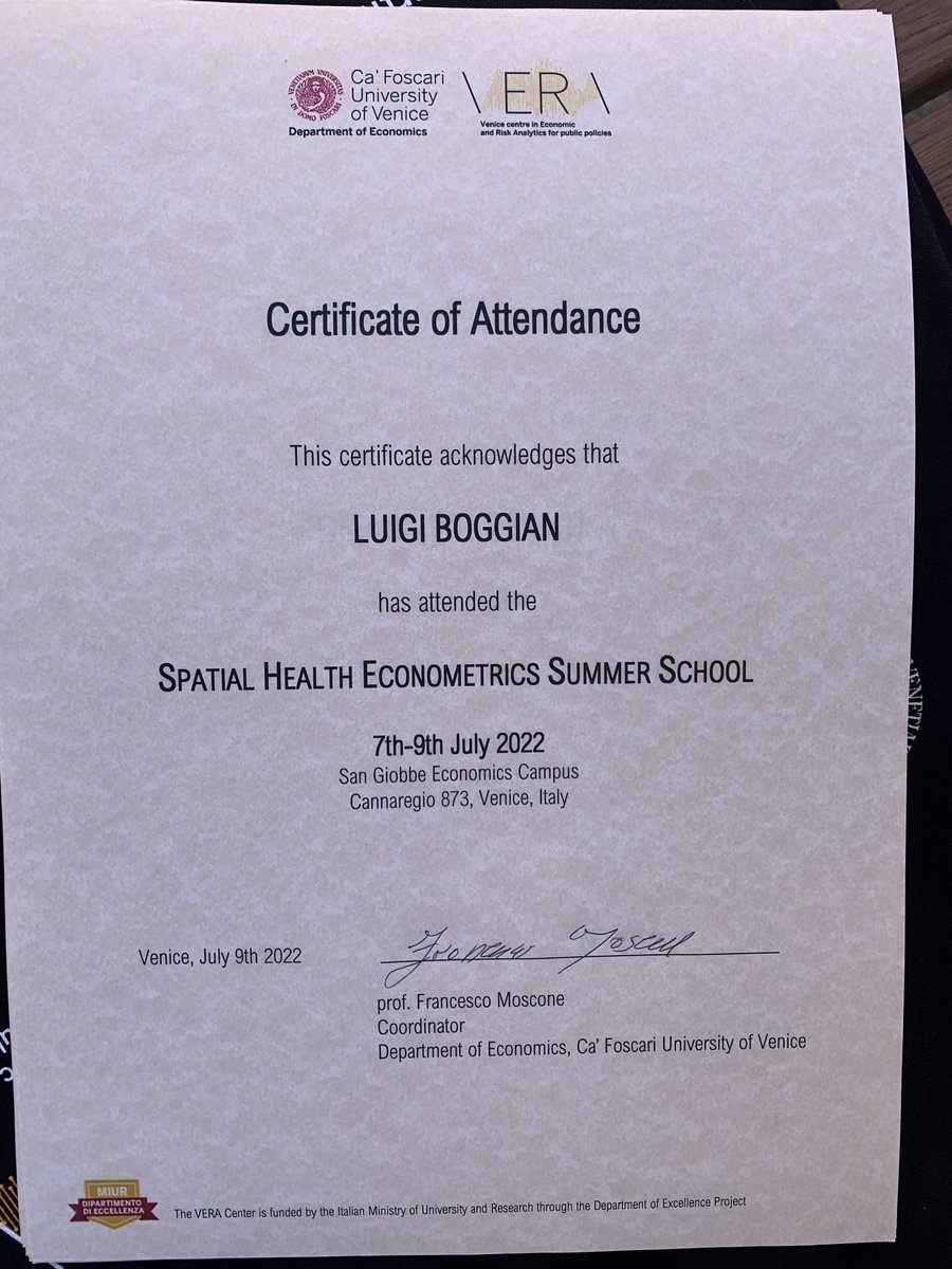 From the planning to the execution of this fantastic summer school in spatial health econ, looking after the details but most importantly after people...a special thanks to Marianna, Vanessa, Sofia, &amp; 
⁦⁦<a href="/DipEcoUnive/">Ca' Foscari Economia</a>⁩ 😍😍😍
#EconTwitter