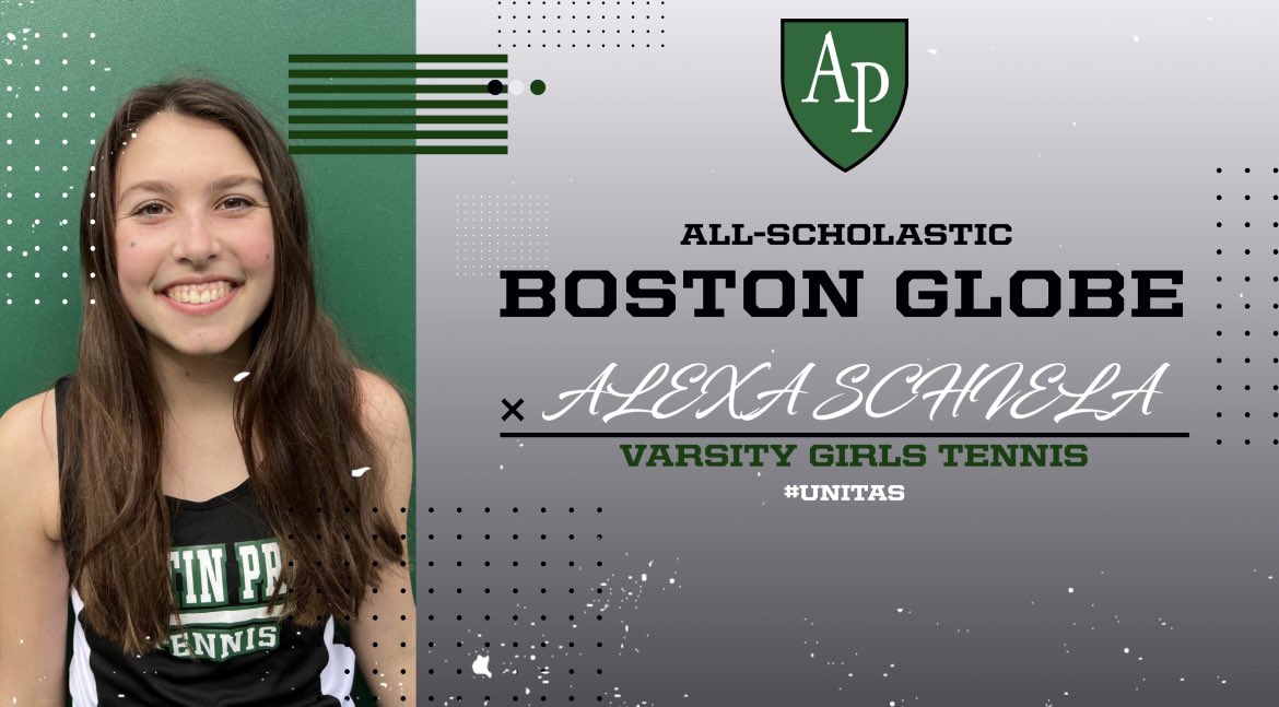 Austin Prep AD (@austinprepad) on Twitter photo Congratulations to Sophomore Alexa Schiela of <a href="/AustinPrepGTenn/">AP Girls Tennis</a> for being named Boston Globe All-Scholastic! #Unitas #WinningCulture Congratulations to Sophomore Alexa Schiela of <a href="/AustinPrepGTenn/">AP Girls Tennis</a> for being named Boston Globe All-Scholastic! #Unitas #WinningCulture