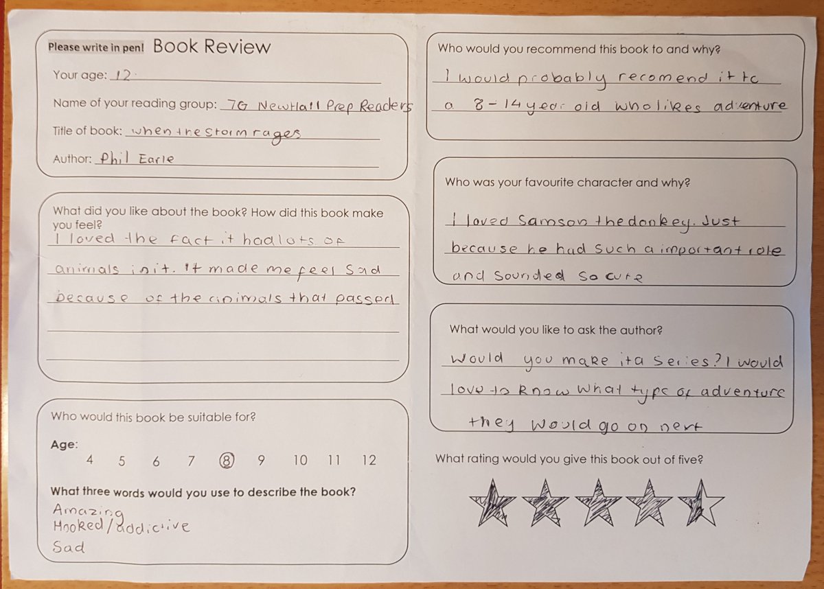 NHPrepLibrary's tweet photo. This #readinghack reviewer described #whilethestormrages as amazing, hooked/addictive and sad. They would like to ask @philearle if he would make it into a series, as she would love to know what adventures they would go on next?
Thanks @AndersenPress @readingagency for our books! https://t.co/OlnFME1Wzk