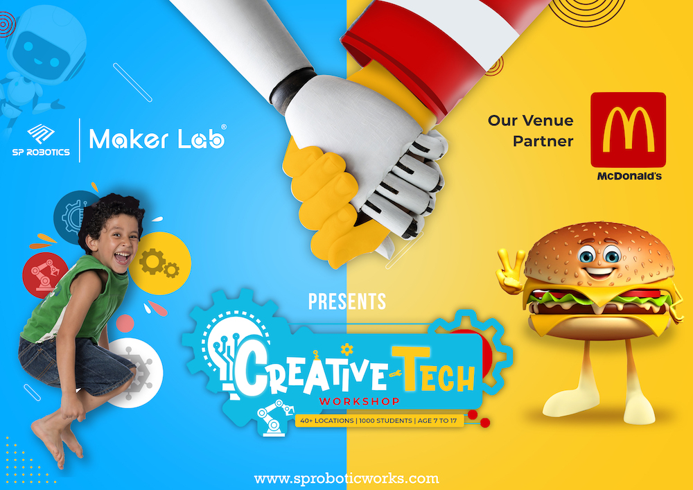 sproboticworks's tweet photo. SP Robotics and McDonald's India partner to bring India's Biggest Workshop at 40+ locations in India! ๐
Time to Play, Learn and Eat ๐คฉ๐คฉ
Only 25 students per location! Click here to register
https://t.co/AfJ8BMs8Ev
#McDonalds #robotics #codingisfun #sprobotics https://t.co/rCyH0oRD6S