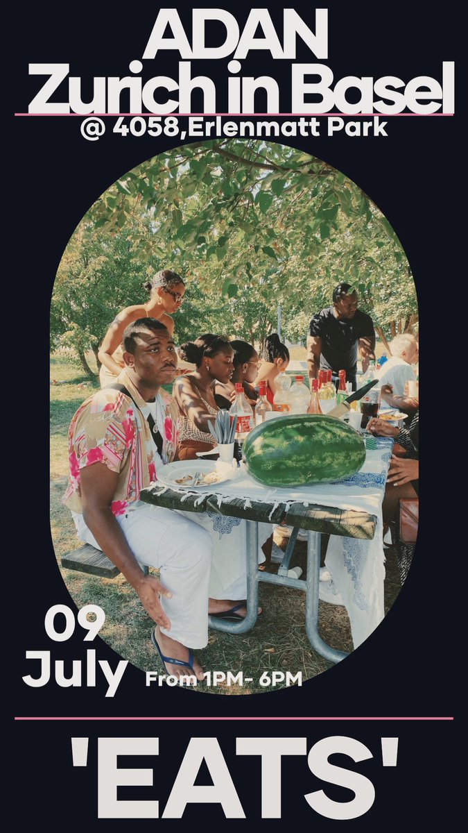 tallula_h's tweet photo. You are of African origin, a champion of inclusive safe spaces, or genuinely interested to learn what our Afro Diaspora Academics network is about? Then do not miss the great opportunity and join our ADAN Zurich ‚EATS‘ picnic at Erlenmatt Park in Basel tomorrow, 09/07 from 1PM https://t.co/1gUGP5QD4e
