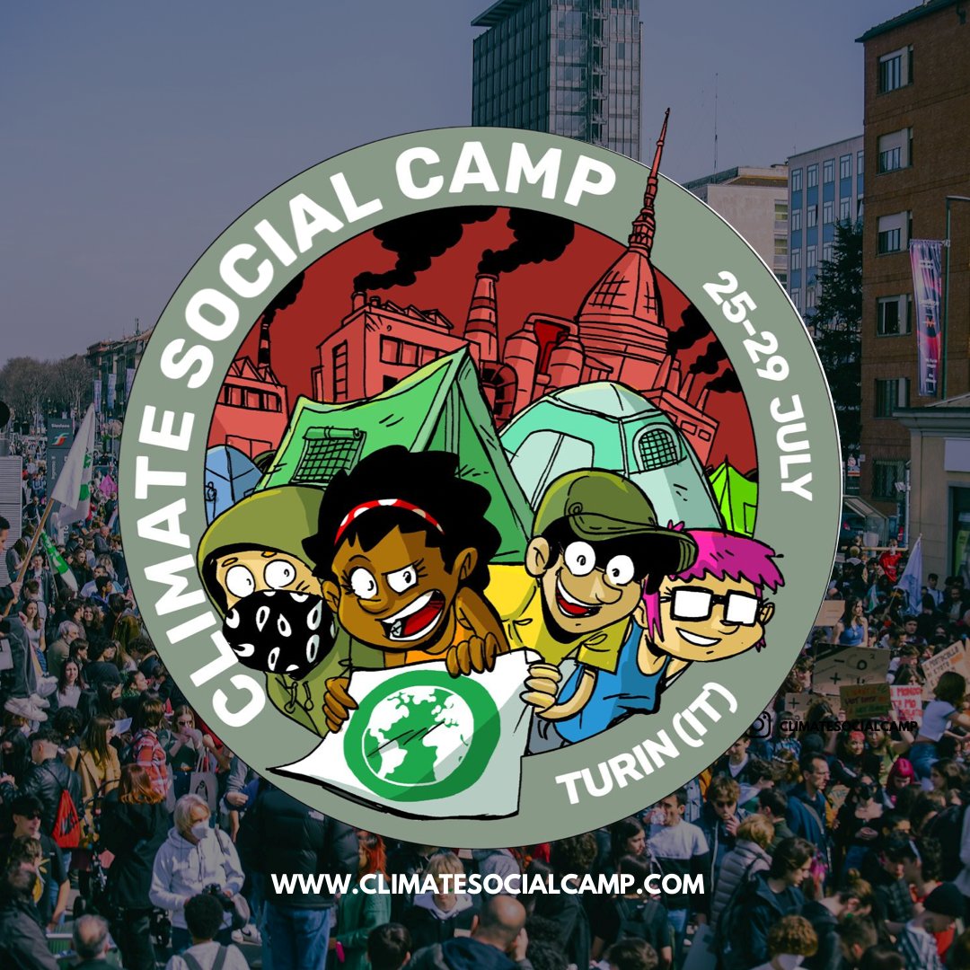 we're very proud to be part of the #ClimateSocialCamp taking place on 25-29 July in Turin, Italy ⛺⛺⛺ individuals, organisations, collectives, you’re invited! and you have til TOMORROW to propose a workshop for the open space - go go go!: bit.ly/3NQBJIO