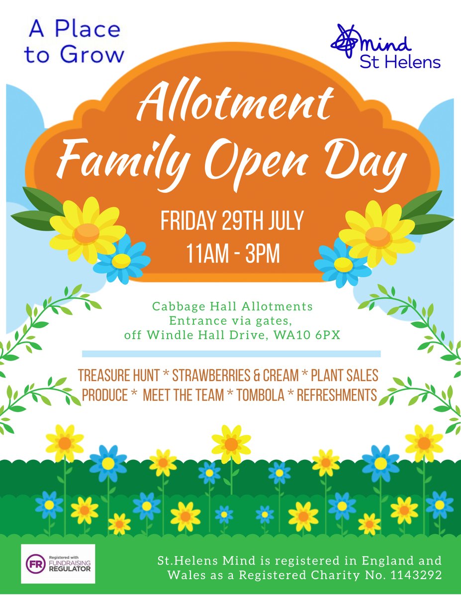 sthelensmind's tweet photo. We would love to see you all at our Allotment Open Day. Come along and find out how you can become a regular visitor too. It really is 'A Place to Grow'.@bbcmerseyside @helenjonesradio @sthelenscouncil @sthelensstar @whatsonsthelens https://t.co/izTSKP8TRT