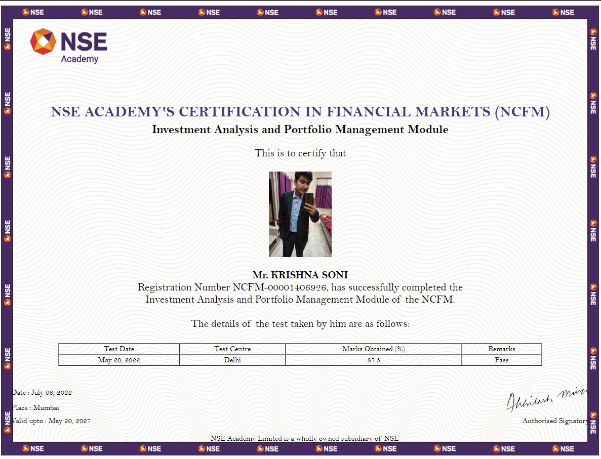 _krishnasoni's tweet photo. Hey I am krishna soni NCFM (NSE) certified my telegram group link is 👇👇👇👇

https://t.co/4O1F0wG138

1. Investment analyst Pro
2. NCMP Level 1 cleared
3. Technical analyst
4. Equity &amp; Derivatives analyst
5. Fundamental analyst
6. Investment &amp; Portfolio management analyst

#NSE https://t.co/3EgStSP5HR