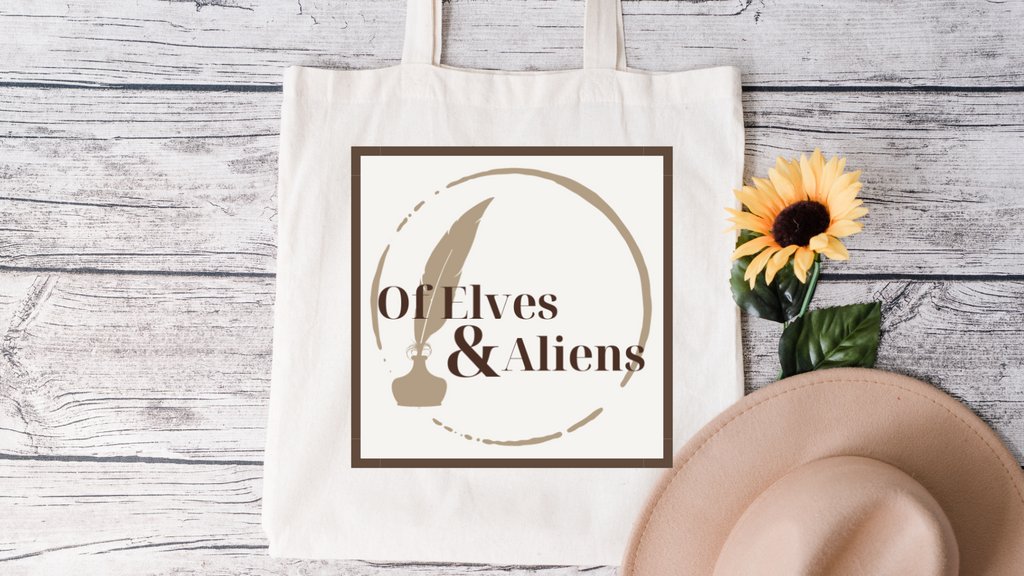 Say goodbye to plastic, and bag your goodies in this organic cotton tote bag. There’s more than enough room for books, more books and even more books. CK linktree 4 more details.

#bookmerch #booknerdmerch #Ofelvesandaliens #totebag #greenproducts #readers