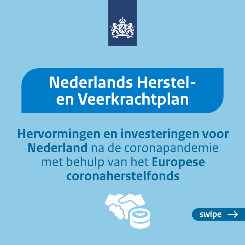 Financien's tweet photo. Het kabinet heeft vandaag officieel het Nederlandse Herstel- en Veerkrachtplan ingediend bij de Europese Commissie. Het plan bevat 21 hervormingen en 28 investeringsplannen. De huidige omvang van het plan is 5,2 miljard euro. 

Meer info ⤵️