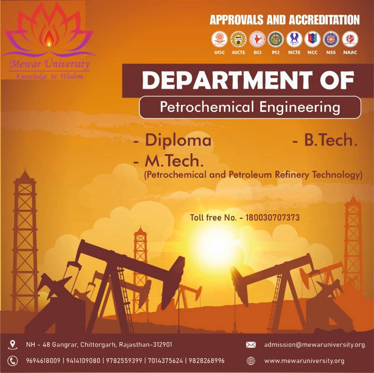 universitymewar's tweet photo. Faculty of Engineering and Technology
Become a #Worldclass #Skilled #Engineer, with #BestTeaching, #IndustrialTraining, #Internship and #oppurtunities around the globe, offered under Faculty of #Engineering&Technology, Mewar #University. https://t.co/OtzYz19XFu
