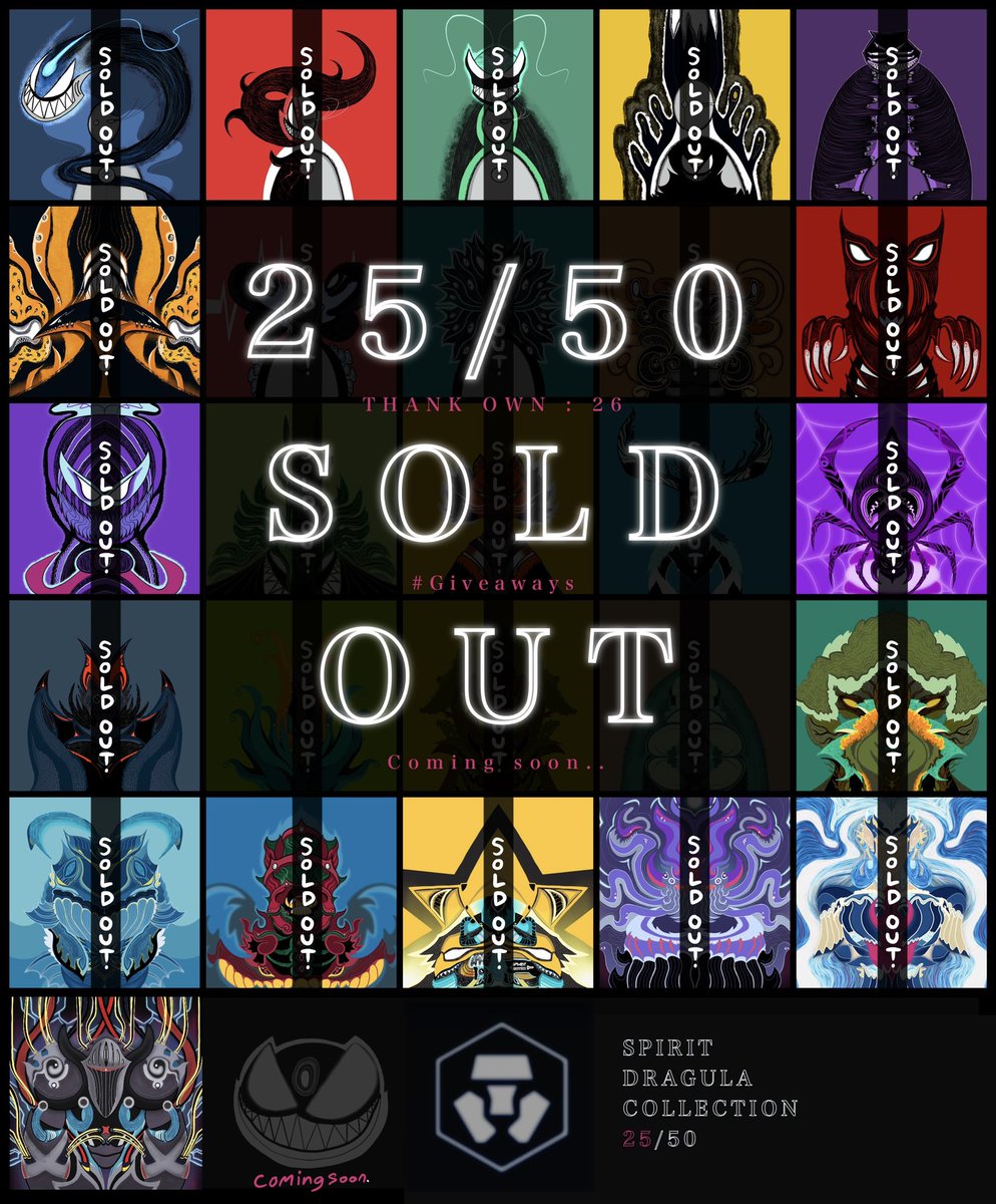 SPIRIT DRAGULA COLLECTION 🧿
Drop Update 26/50 item

Start price $10-$15 
Available on <a href="/crypto/">Bloomberg Crypto</a>.com👇
crypto.com/nft/collection…

‼️Giveaway coming ‼️
#cro  #crofam  #FFTB  #nftcrypto #NFTcryptoart #NFTTHAILAND #NFTCommmunity #Giveaway