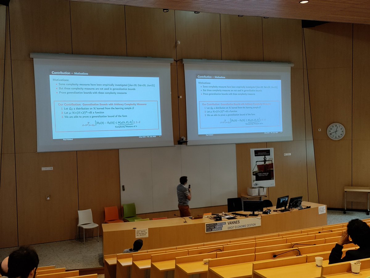 Data Intelligence (@dataintelgroup) on Twitter photo <a href="/paulviallard/">Paul Viallard</a> gave 2 talks @#CAp2022
-Learning Stochastic Majority Votes by Minimizing a PAC-Bayes Generalization Bound (published <a href="/NeurIPSConf/">NeurIPS Conference</a> 21), joint work with <a href="/vzantedesc/">Valentina Zantedeschi</a> <a href="/EmilieMorvant/">Emilie Morvant</a> <a href="/bguedj/">Benjamin Guedj</a> @MLpager A. Habrard
-a preliminary work on complexity measures
<a href="/LabHubertCurien/">Laboratoire Hubert Curien</a> <a href="/paulviallard/">Paul Viallard</a> gave 2 talks @#CAp2022
-Learning Stochastic Majority Votes by Minimizing a PAC-Bayes Generalization Bound (published <a href="/NeurIPSConf/">NeurIPS Conference</a> 21), joint work with <a href="/vzantedesc/">Valentina Zantedeschi</a> <a href="/EmilieMorvant/">Emilie Morvant</a> <a href="/bguedj/">Benjamin Guedj</a> @MLpager A. Habrard
-a preliminary work on complexity measures
<a href="/LabHubertCurien/">Laboratoire Hubert Curien</a>