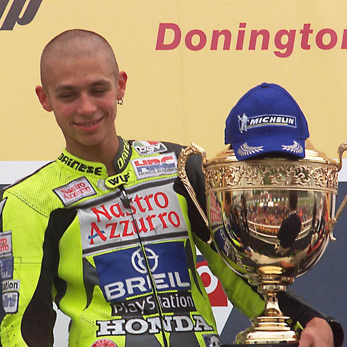 MotoGP's tweet photo. On this day 22 years ago! ⏪

@ValeYellow46 picked up his first of 89 premier class victories and he did it at Donington Park! 🇬🇧

#BritishGP #MotoGP https://t.co/pA7TvcwV7A