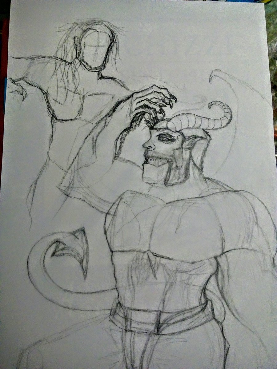 WolfPrime666's tweet photo. Man... I don't know if I be able to do this one new drawing... It's been a tough week and my mind is just exhausted.😞😞😞 It was supposed to be Marcus vs Grigor.... But... Not in the mood now... #sketchart #oc #characterdesign #enemyvsenemy #ocvsoc #pencilsketch https://t.co/wH0gBKys94