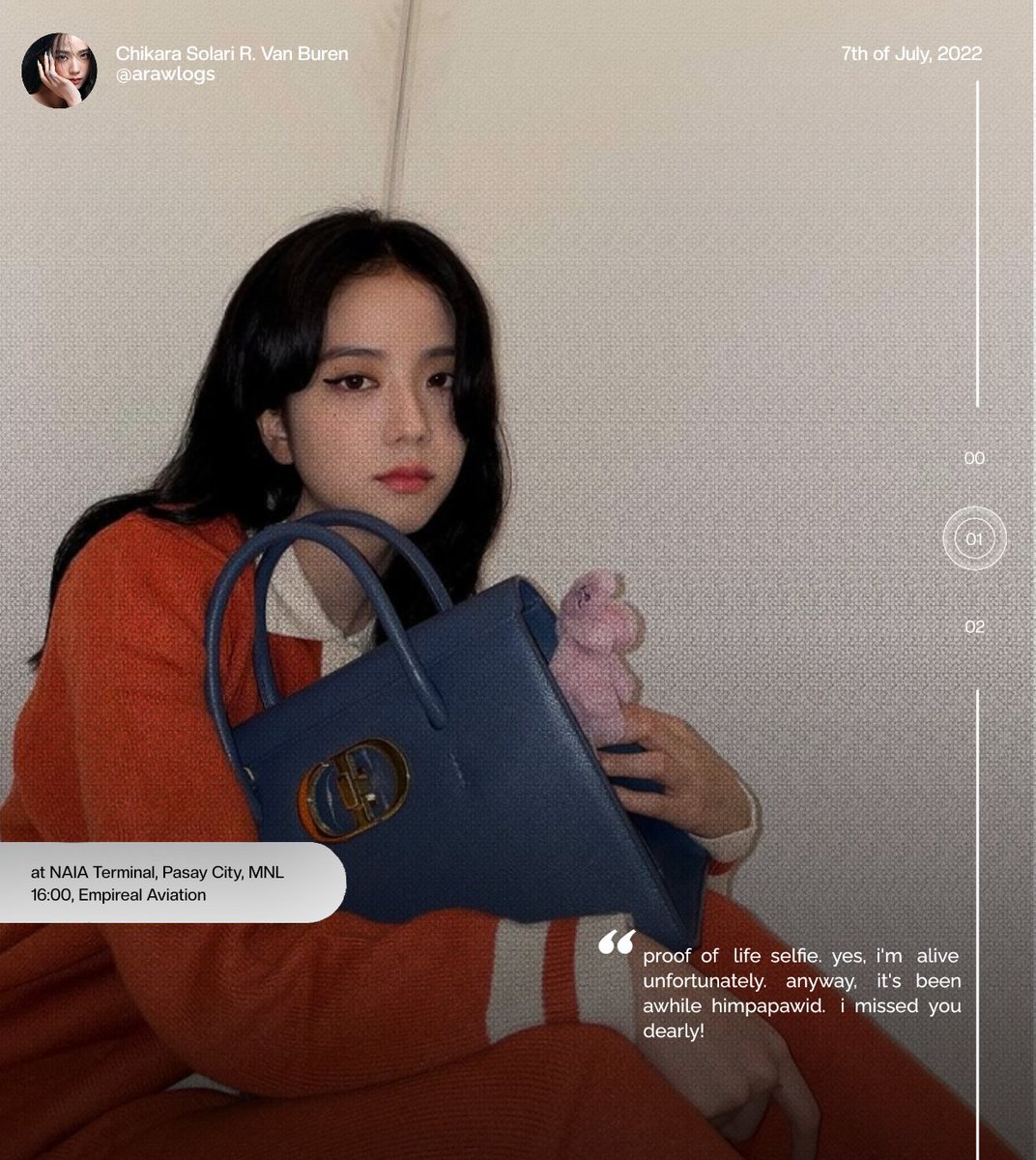 arawlogs's tweet image. ㅤㅤ

       SOLA  UPDATES  ✦  04:00
       MNL, NAIA Terminal Pasay
       期   070822    ———   未知 

ㅤ  ㅤㅤㅤㅤ