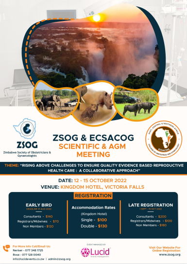 ecsacog's tweet photo. This year, the Zimbabwe Society of Obstetricians and Gynaecologists and @ECSACOG will be holding a joint Scientific Conference and AGM in October 12-15 -Please submit your abstract at: https://t.co/yTIiDr4XMd https://t.co/CjkMd1k01x