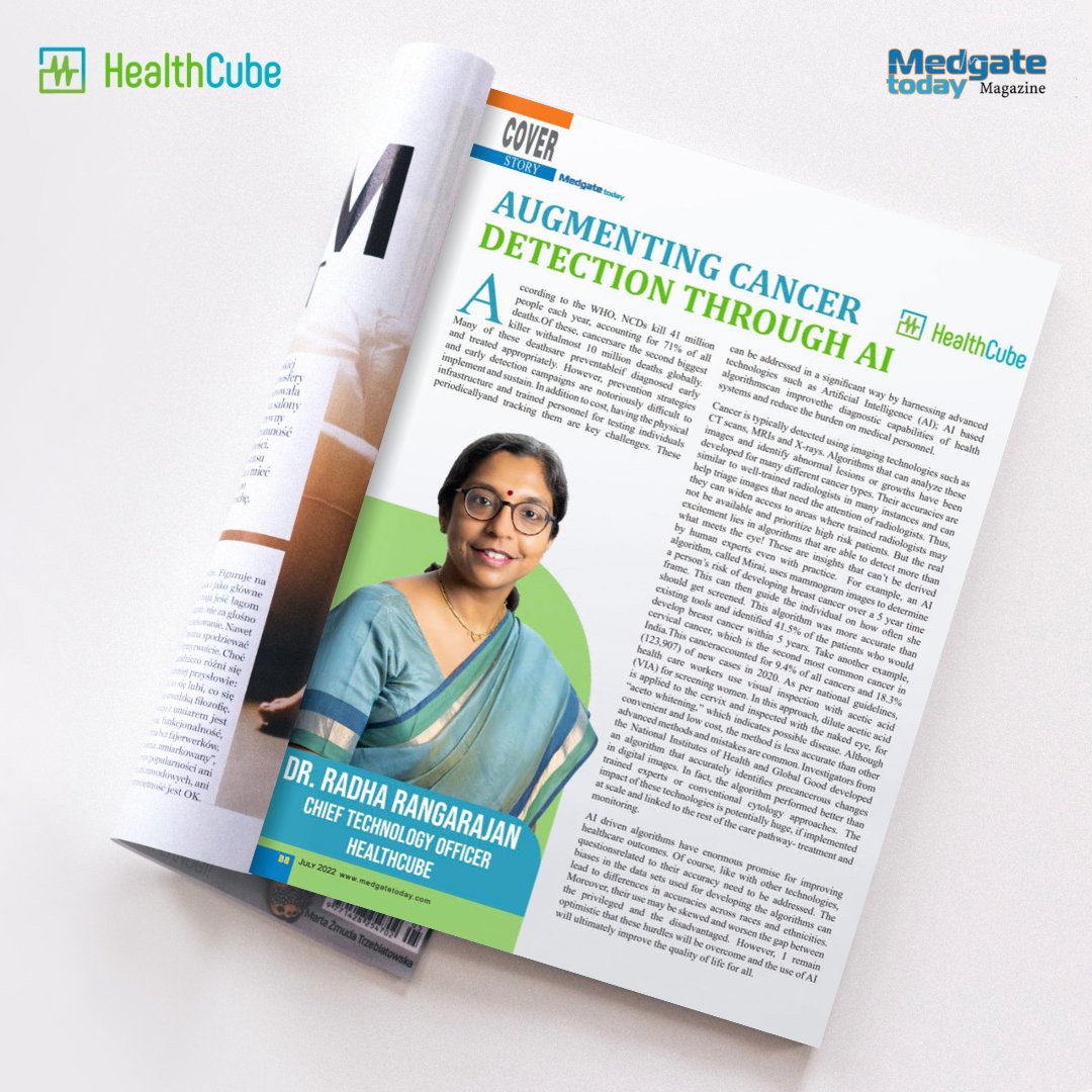 HealthCube360's tweet photo. "Al driven algorithms have enormous promise for improving healthcare outcomes" says Dr. Radha Rangarajan, CTO - HealthCube, as she shares her views with Medgate Today.
Flip to page 38 to read the complete article:
https://t.co/dX17n8WNzK
-
#HealthCube #MedgateToday #HealthTech https://t.co/fwXqW1YVOs
