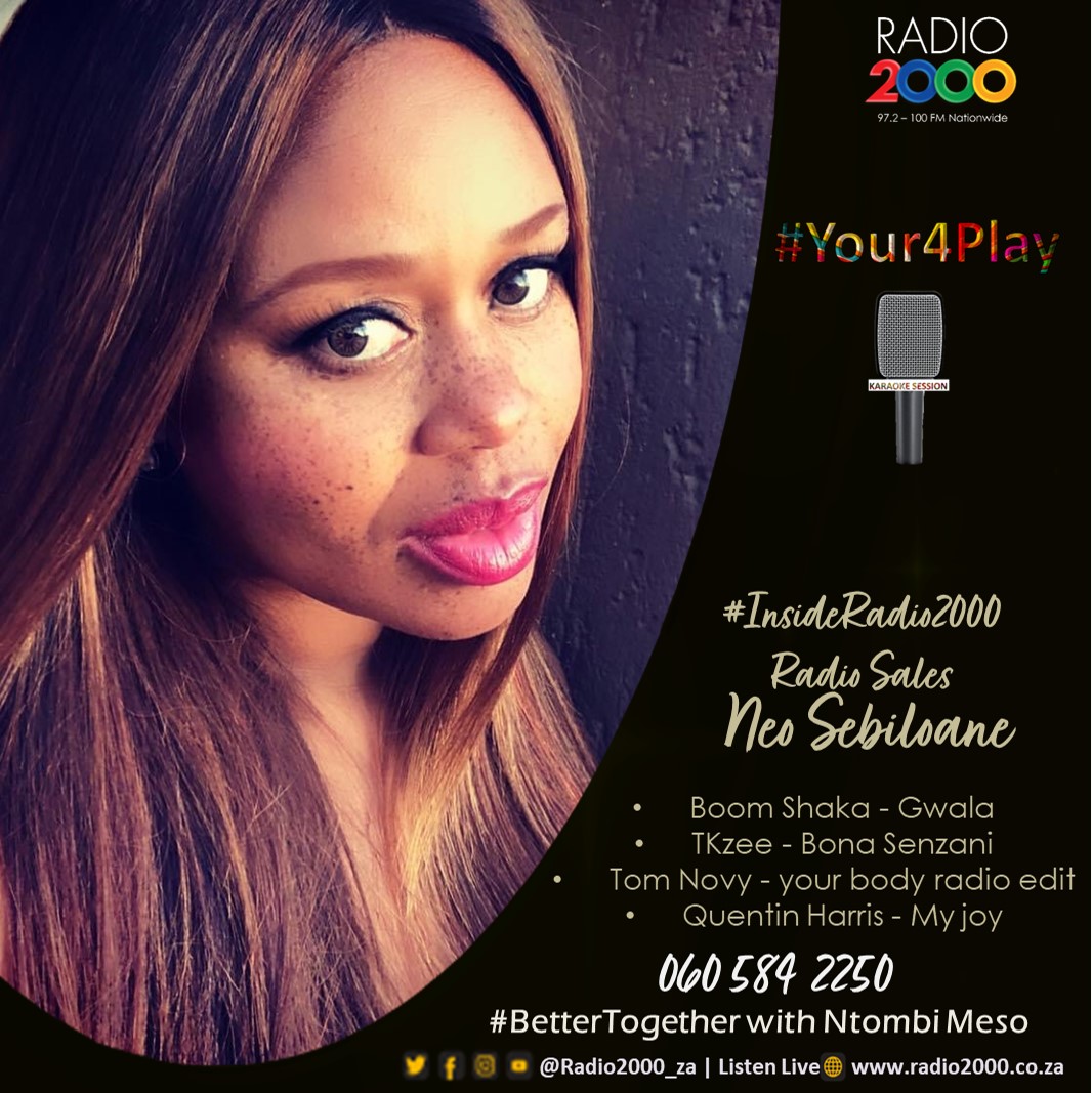 Radio2000_ZA's tweet photo. #InsideRadio2000 - 4Play courtesy of Radio 2000’s Money Maker - Neo Sebiloane…. She is our Product Sales Manager.
Boom Shaka – Gcwala
TKzee - Bona Senzani
Tom Novy - Your Body
Quentin Harris - My Joy
#BetterTogether #Radio2000 #OurMusicYourMemories https://t.co/PuNepvlK3h