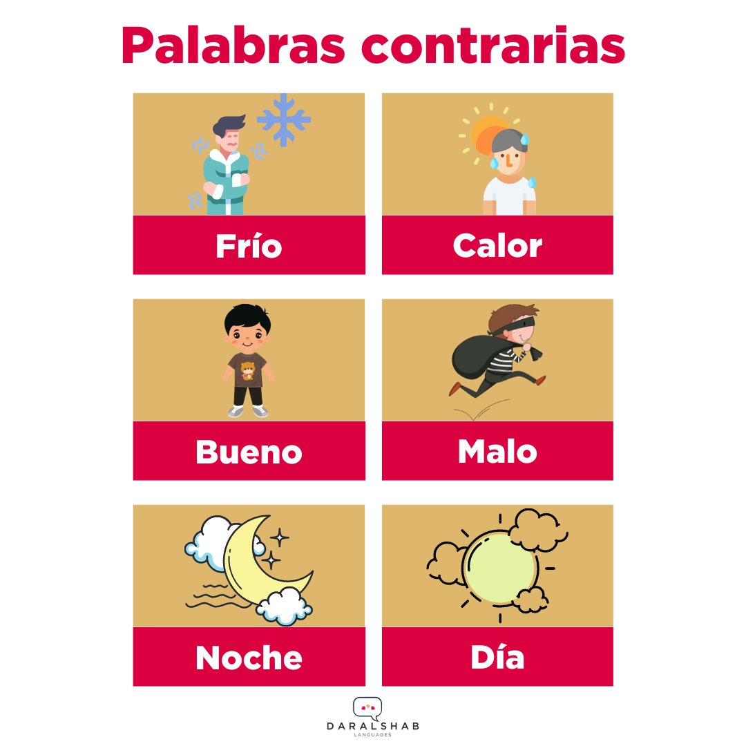DarAlshab's tweet photo. 🇪🇸 Palabras contrarias en español. 

¿Puedes hacer una frase con cualquiera de ellas?

#espanolonline #estudiaespanol #vocabularioespanol #learnspanishonline #onlineacademy #academiaonline https://t.co/3VUsBPg3Ir