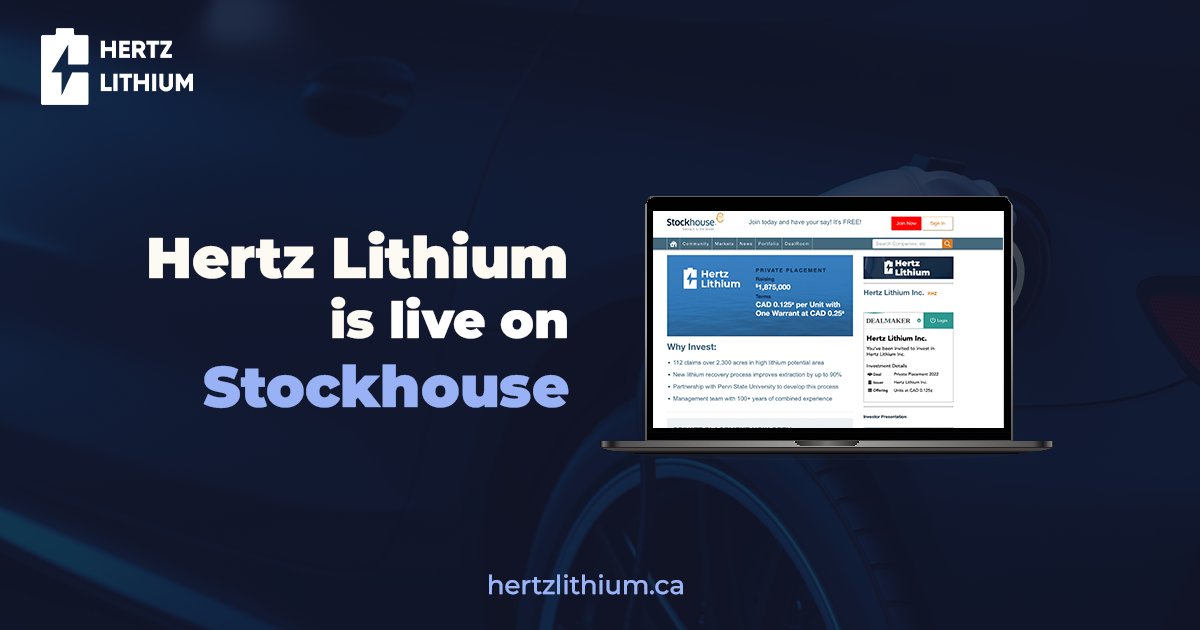 We are pleased to announce that Hertz Lithium is now LIVE on <a href="/stockhouse/">Stockhouse Publishing</a>! 

You can check it out at stockhouse.com/companies/inve… 🙌. 

#lithium #stockhouse #stock #investments