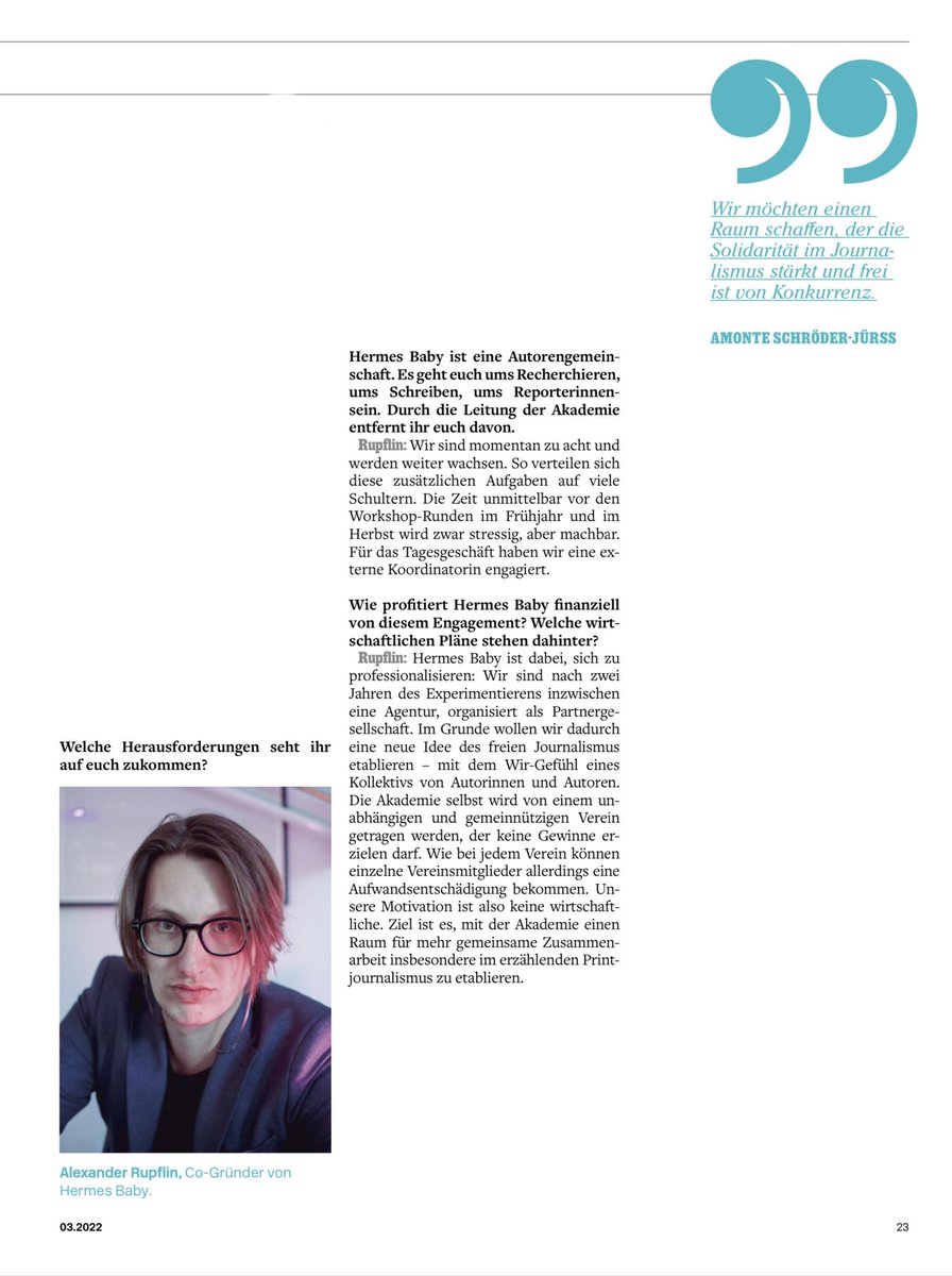 hermesbaby___'s tweet photo. Was? Wie? Warum? Zu den Hintergründen unserer Übernahme der Reporter-Akademie haben wir dem @mediummagazin ein Interview gegeben. Ein Teil der Antworten hier: https://t.co/hqLhAlv0wG