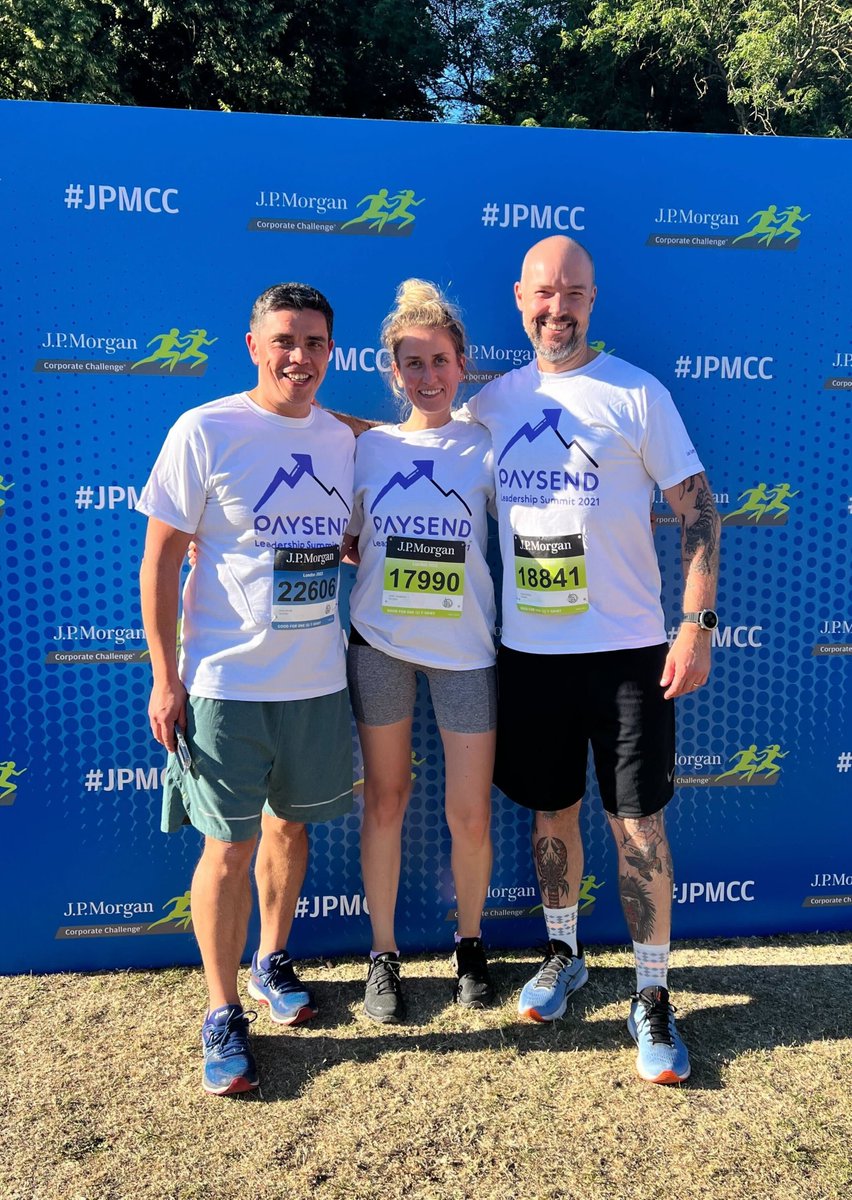 Paysend's tweet photo. Hotter, sweatier but definitely fitter! The @Paysend team before and after yesterday’s J.P. Morgan Corporate Challenge in Battersea Park. #JPMCC #runningupthathill #running #parkrun #health #fitness #payments #moneyforthefuture https://t.co/z0ilDbPw2n
