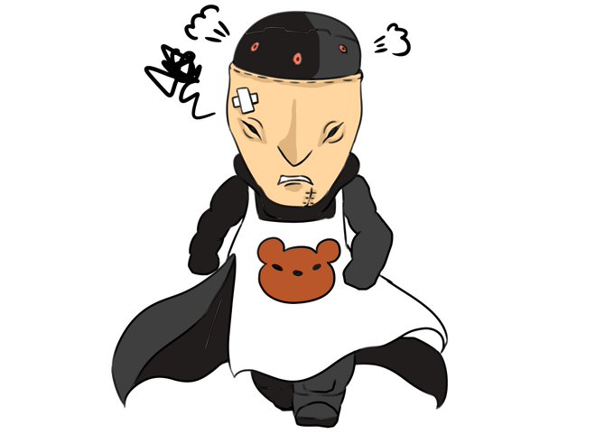 残業が確定してご立腹のエプロンの人 