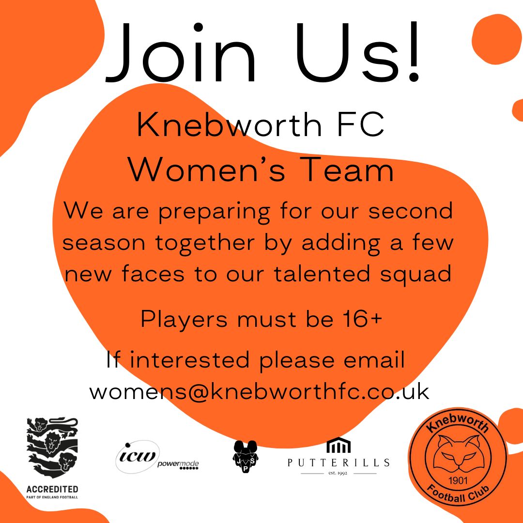 Putterills are proud to sponsor the Knebworth FC Women's team. They are currently recruiting!