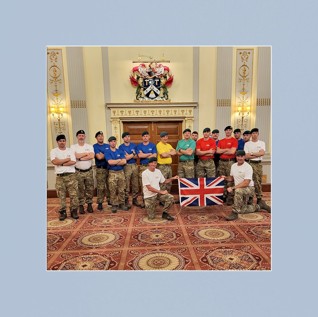 We were very happy to welcome RMR London to Plaisterers’ Hall this morning at the end of their 56 mile Falklands yomp 🥾And they were still smiling too! @LondonRmr @ollytodd @theRMcharity @RoyalMarines #thePlaisterers #plaisterershall #liveryhall #cityoflondon