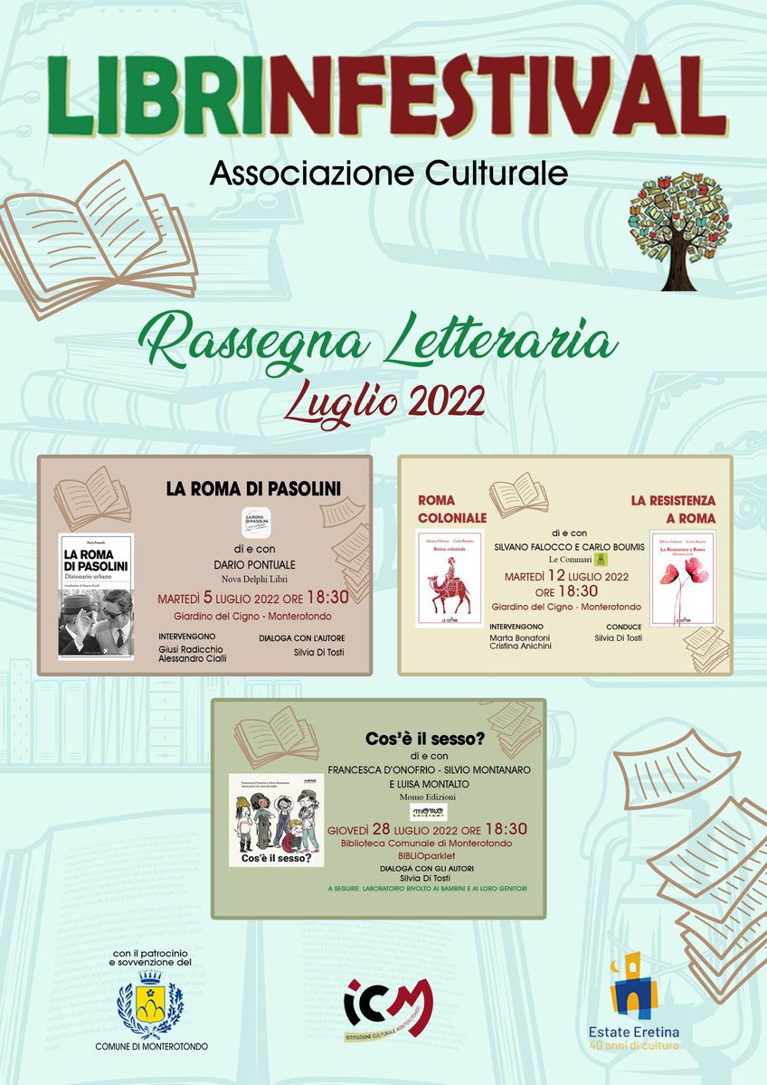 #librinfestival #rassegnaletteraria alla #EstateEretina2022 #monterotondo