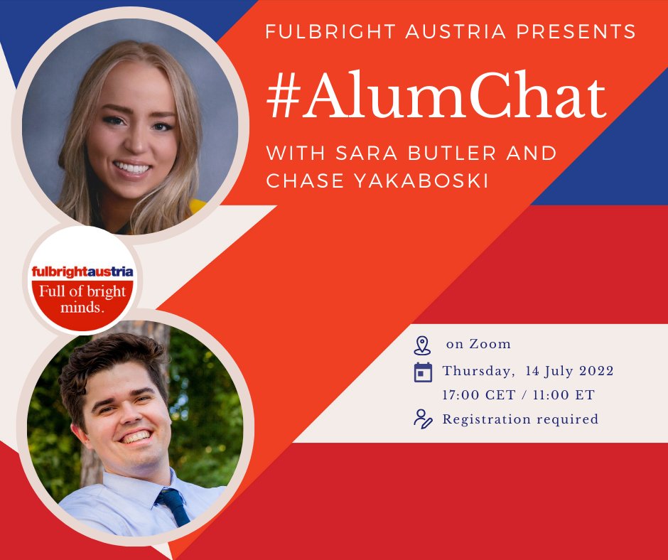 Fulbright_AUT's tweet photo. #AlumChat: 2021–22 🇺🇸 #Fulbright students Sara Butler &amp; Chase Yakaboski, who received the Fulbright-@AT_MarshallPlan Award, interview each other to discuss quantum programs &amp; testing limits in the fields of physics, astronomy, &amp; music.👉https://t.co/MRCxkdtA7e!
#fulbrightaustria https://t.co/NHrWmd4V8V