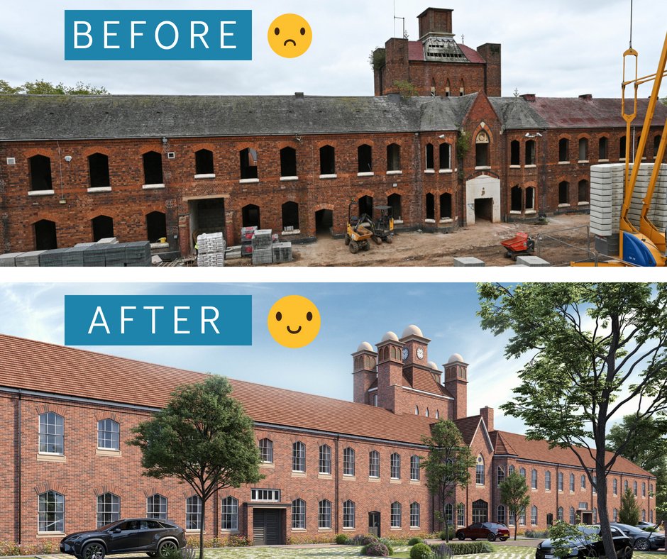 PropertyMia's tweet photo. From derelict Victorian hospital to stunning new apartments in the heart of #SellyOak 🤩
Our team's vision and hard work is making this transformation really take shape 👷🏾 🏡
#BEFOREAFTER #beforeandafter #Birmingham #PropertyConversion #NewHouse #NewHome https://t.co/BxJxUXnimI