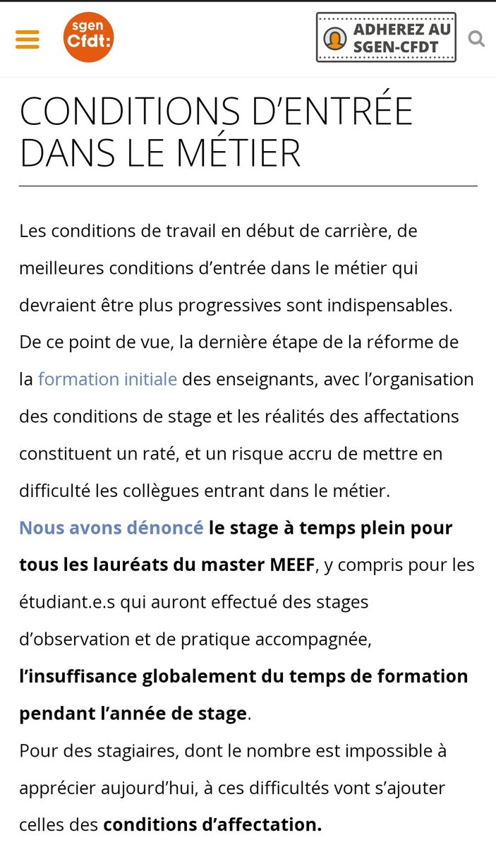 CNaveBekhti's tweet photo. Merci @SyLecherbonnier pour cet article dans @lemondefr sur les enjeux du recrutement et de la formation initiale des enseignant.e.s.
Pour le @SgenCFDT au #CTMEN encore ce mercredi je suis intervenue sur les conditions de stage problématique 1/2 https://t.co/pLaMAaEi3T