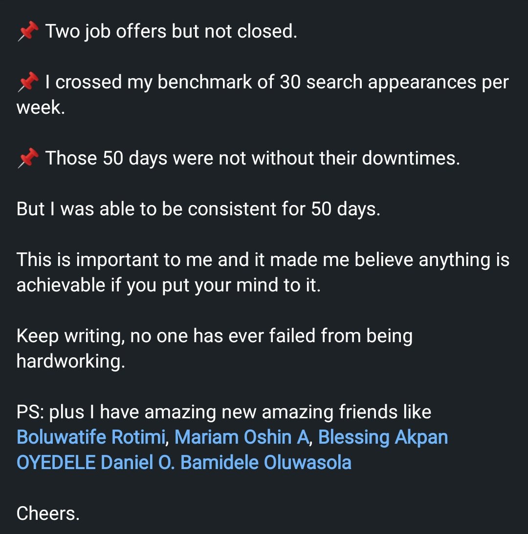 makabir_13's tweet photo. Results of my #50daysofwriting challenge on LinkedIn.
Check the original post here.
https://t.co/kiQjW4OPtH https://t.co/pZfXT8VI1T