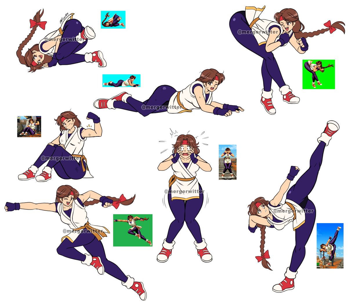i like yuri sakazaki so much i drew her 7 times taken from various