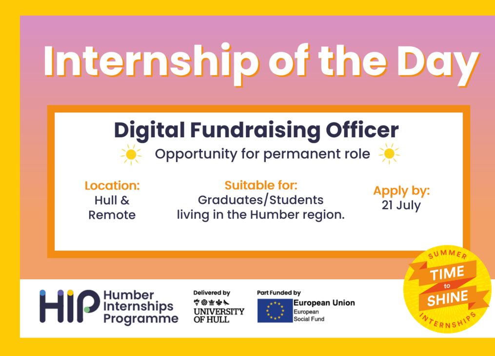 🔅Internship of the Day - Digital Fundraising Officer

Want a job working for a leading animal welfare charity? Have great digital marketing skills? 

This could be your #TimeToShine with <a href="/RSPCAHull/">RSPCA Hull & East Riding (Charity No 232225)</a>.

Find out more and APPLY👉humberinternships.co.uk/jobs/digital-f…