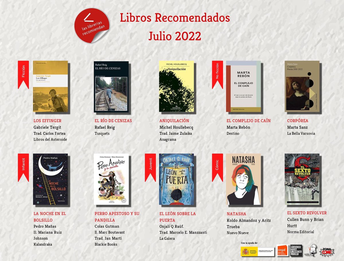 Nuestros diez libros favoritos del mes de julio ⛱. Diez títulos de todos los géneros literarios y para todas las edades. 

Entra bit.ly/3yNH4w8 y descubre tu próxima lectura en #librerías con #Todostuslibros 

#LasLibreríasRecomiendan #mislibrosenlibrerías