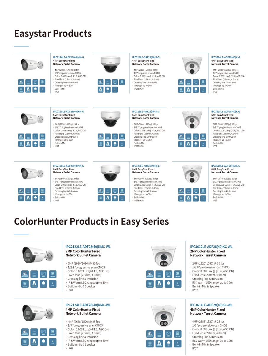 UniviewTech's tweet photo. UNV EasyStar series cameras, capable of presenting high definition and colorful starlight images, are the best choices if you seek for entry-level products with great night vision! Click to get more information of the products! https://t.co/OtdKZncXIe 
#Uniview #Easyseries https://t.co/dBJJvd5Wij