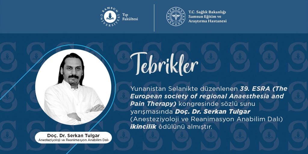Fakültemiz Anesteziyoloji ve Reanimasyon Anabilim Dalı Öğretim Üyelerinden Doç.Dr.Serkan Tulgar'ı tebrik ederiz.
#samsunüniversitesi #tıpfakültesi