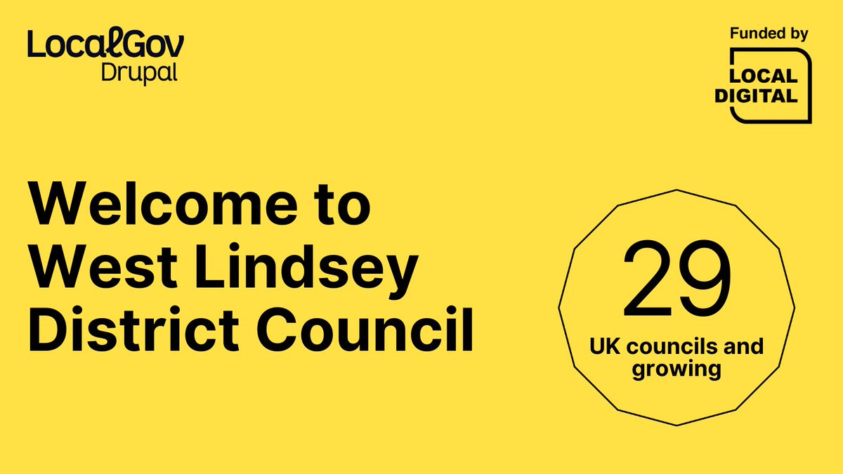 LocalGovDrupal's tweet photo. Please give a warm @LocalGovDrupal welcome to @WestLindseyDC, the 29th council to join our project. 🎉

We can't wait to start collaborating with you!

They worked with the brilliant @bbluedoor to recently launch their new LGD site.

#localdigitalfund #drupal #opensouce #localgov https://t.co/sIcYMgPIaZ
