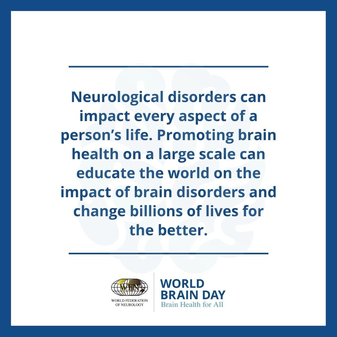 The 9th Annual World Brain Day is dedicated to Brain Health for All. This year, we’re focusing our efforts on fighting brain disorders by spreading knowledge about the factors that optimize the health of the brain. Learn more: bit.ly/3O9ubBQ