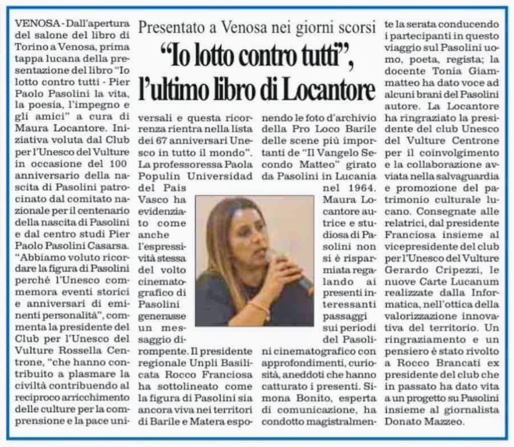 maura_locantore's tweet photo. #iolottocontrotutti e la sua prima presentazione in Basilicata. Dopo Venosa ne seguiranno altre a breve. Grazie alla @LaNuovadelSud https://t.co/orig25bTo4
