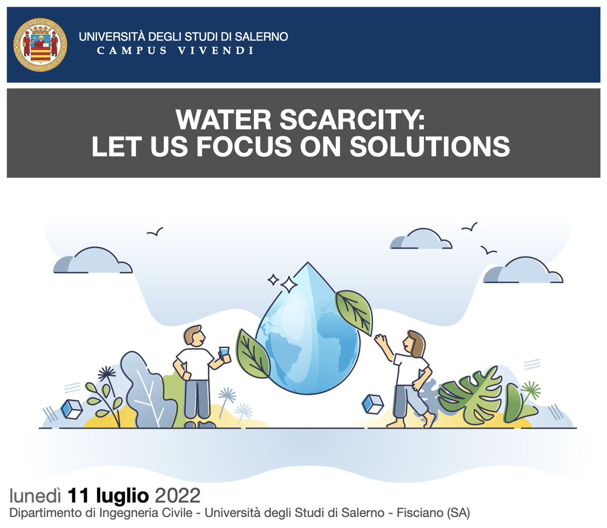 Next week at #SEED @Unisalerno we will organize an initiative entitled:"#WaterScarcity: let us focus on solutions".During this initiative, we will have the opportunity to interact and discuss with our Invited Speaker prof. Kwang-Ho Choo from <a href="/knustory/">경북대학교</a>.Info bit.ly/3bYq8d8