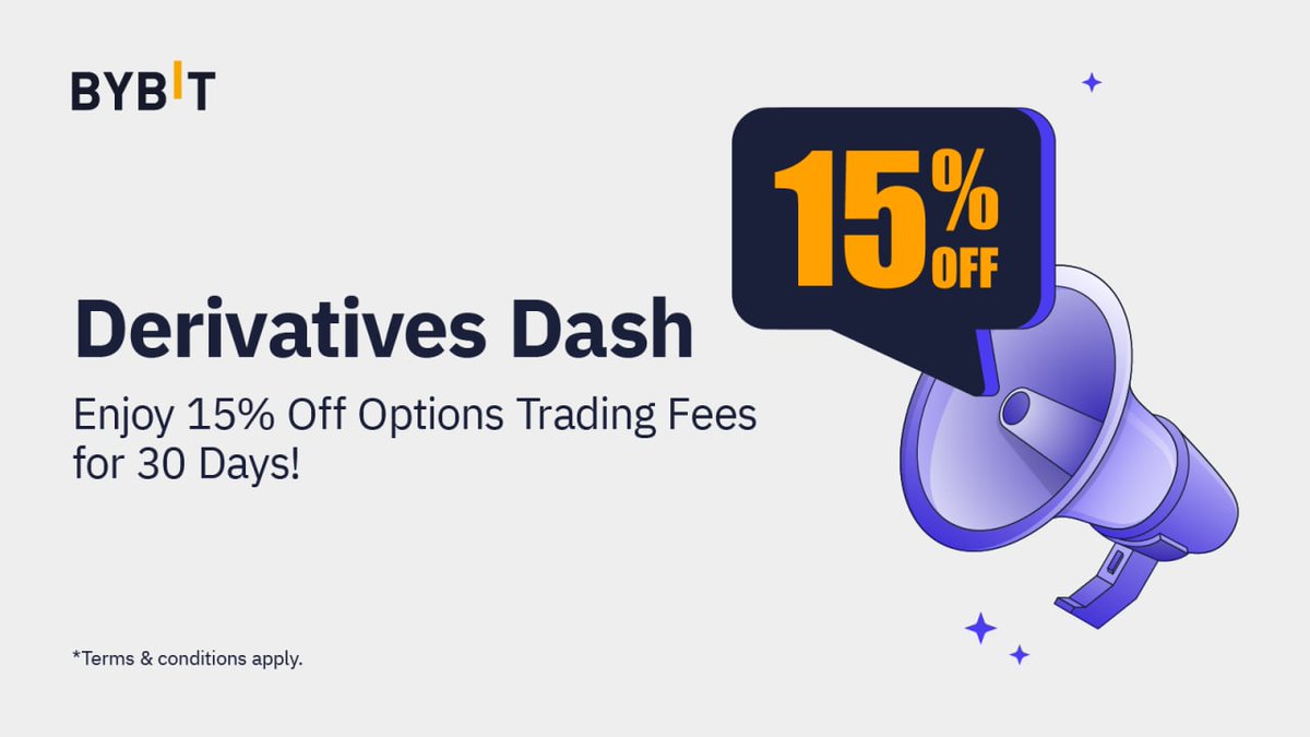 ✨ New to #Bybit?

💰 You can now enjoy 15% off on trading fees when you trade Options!

😉 All you have to do is register for an account and kick-start your Derivatives Trading! 

👉🏻 Sign up now: d.adx.io/go/78tw7TJK
