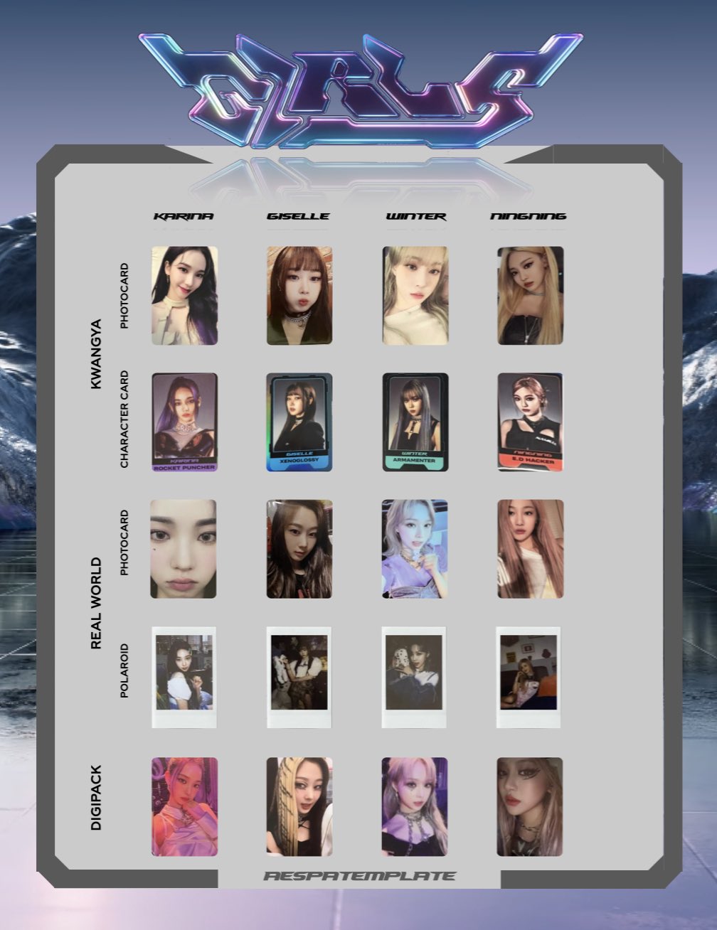 GIRLS 7/8 on Twitter: quot aespa girls photocard template status: complete