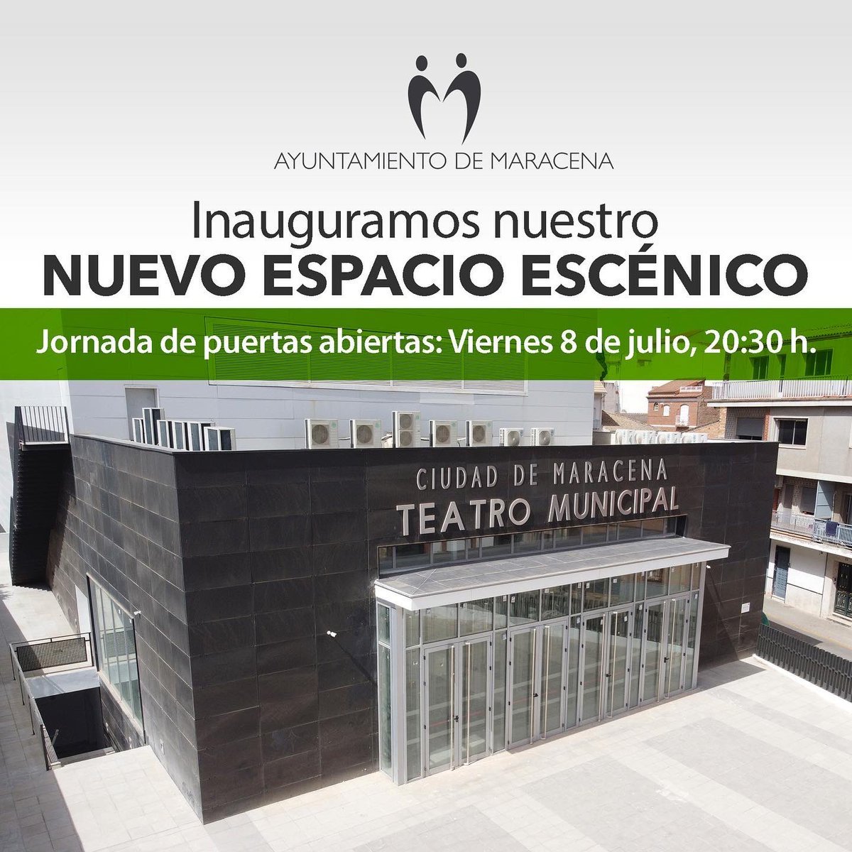 AytoMaracena's tweet photo. 🎭 INAUGURACIÓN DEL NUEVO ESPACIO ESCÉNICO CIUDAD DE MARACENA
🏘 Hoy, viernes 8 de julio, damos la bienvenida a nuestro nuevo Teatro Municipal con una jornada de puertas abiertas que comienza a las 20:30h, en la calle Paraíso, 14 (Barrio de San Nicolás) https://t.co/JfzVnR1hfF