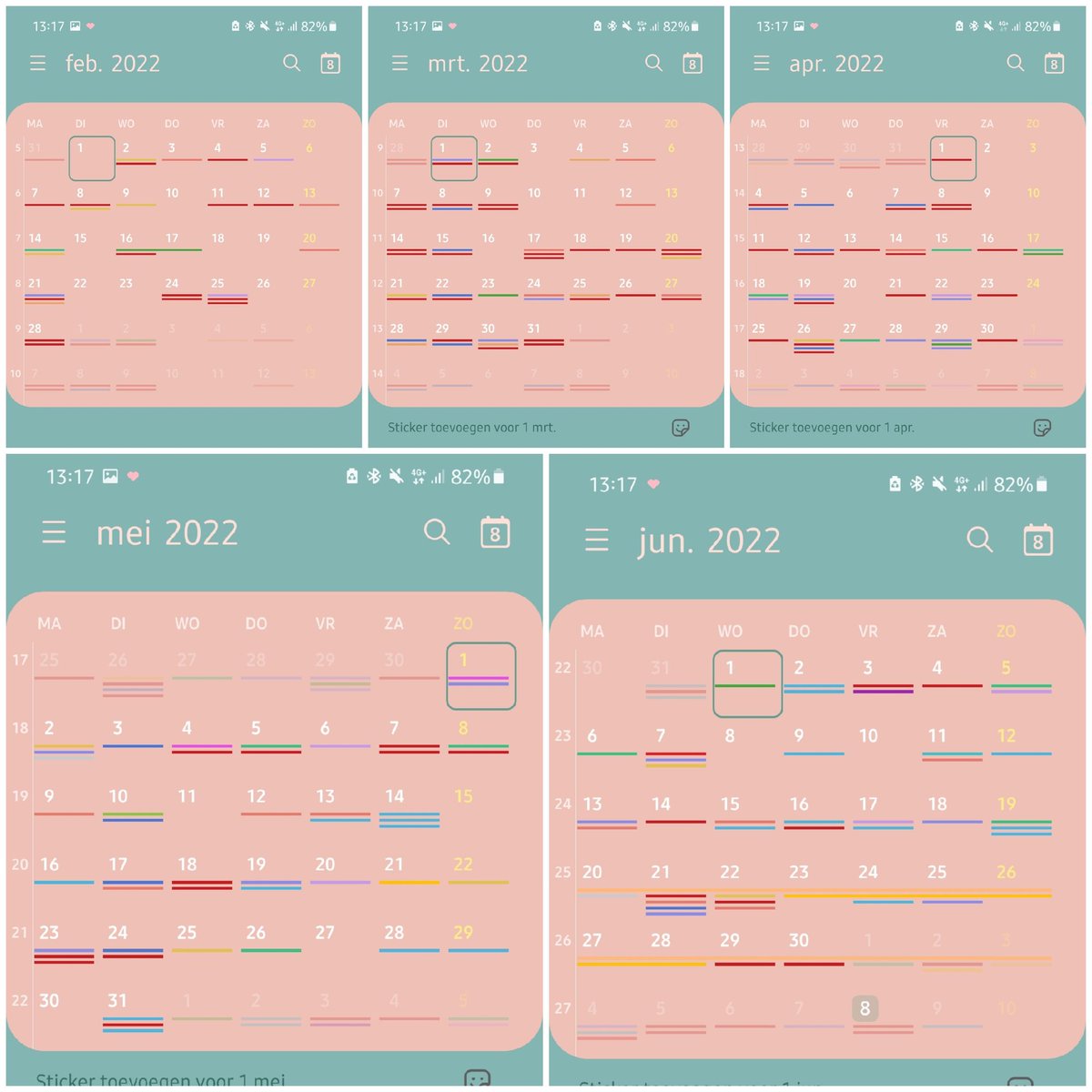 Ik: volgende maand doe ik rustig aan. Alleen werken en vaste afspraken dus die agenda blijft leeg!🥰
De volgende maand: